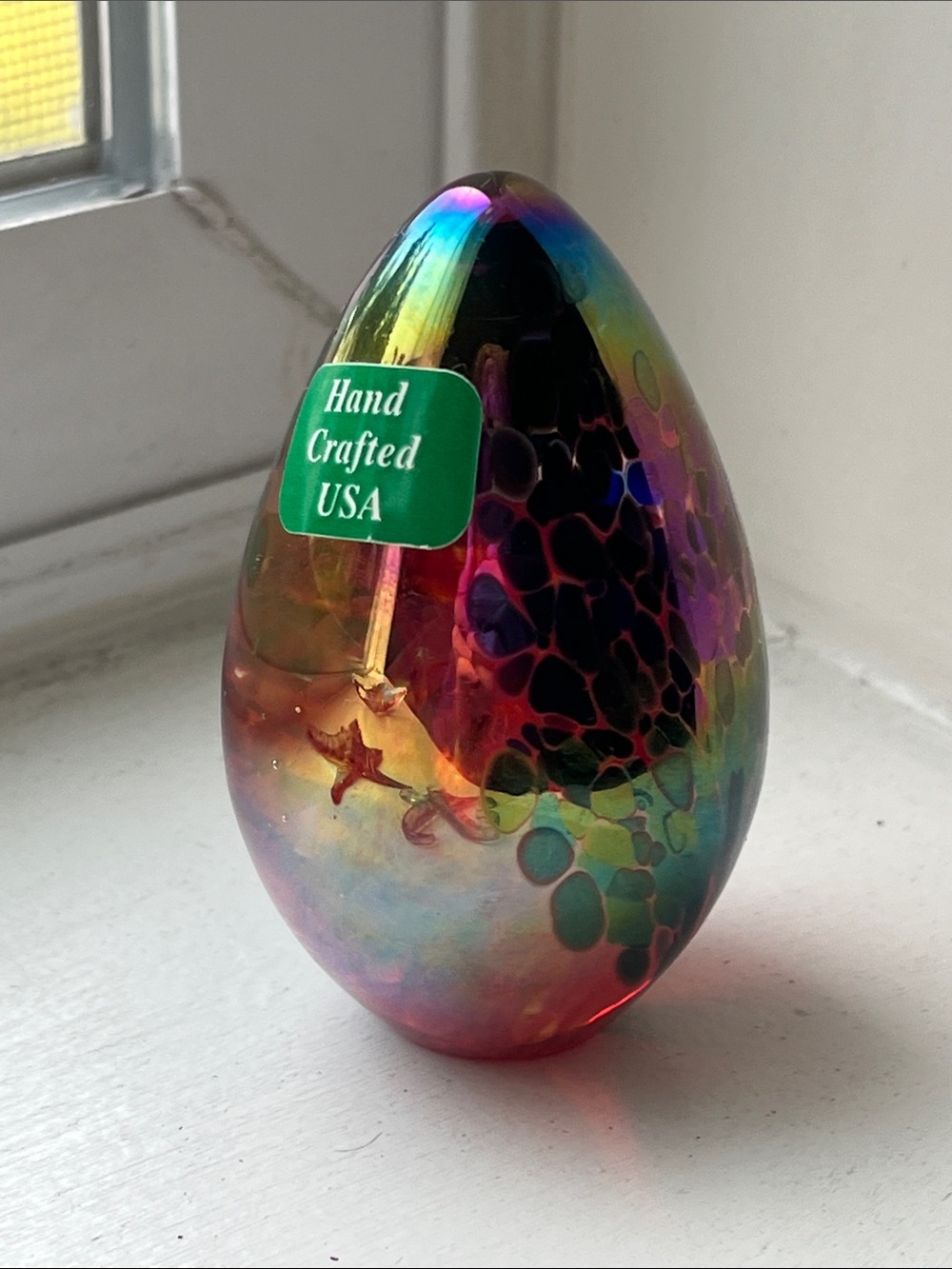 Glass Eye Studio 99 Rainbow Iridescent Glass Egg